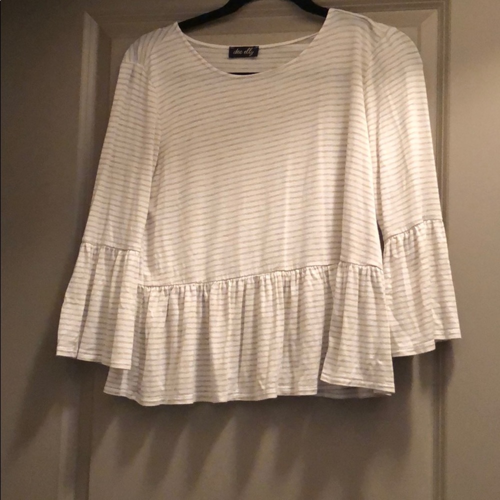 White and tan striped shirt